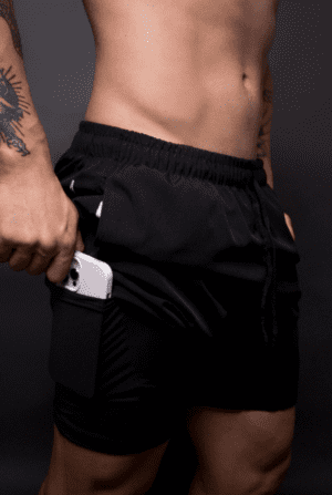 Short Duplo 2 em 1 Masculina Athletic  Preto