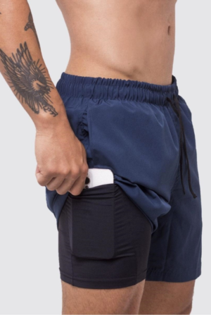 SHORT  2 em 1 Masculina Athletic  Azul