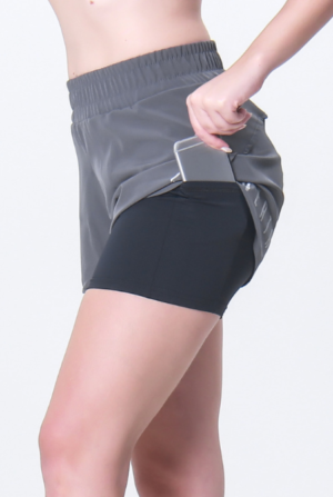 SHORT DUPLO FEMININO CINZA