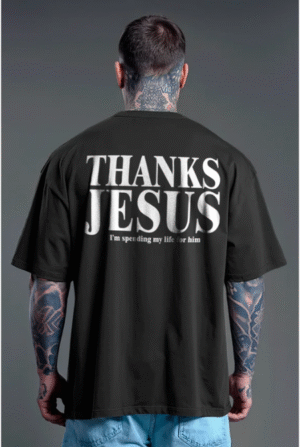 Camiseta Oversized Black Thanks Jesus