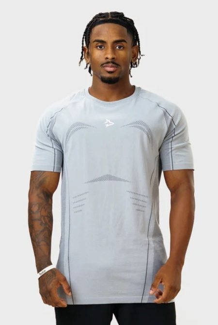Camiseta Apex Dry Power Cinza Gelo - Sem Costura - Imagem 3