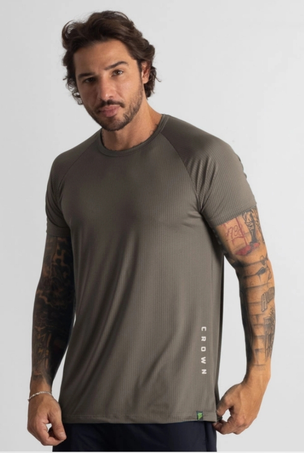 Camiseta Crown Dry Fit ice Elemental Marrom Taupê