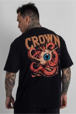 Camiseta Oversized Monster Observer Preta