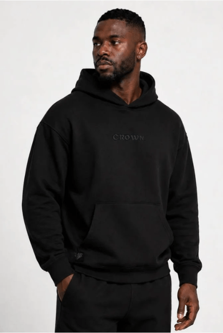 Blusa de Moletom Crown Training Capuz Bordado Preto