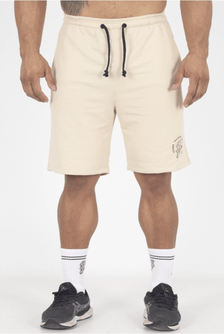 Bermuda Crown Tradicional Moletom Bodybuilding Bordada Creme